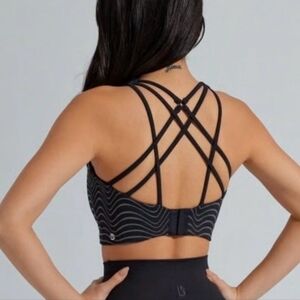 Buffbunny XS Wonderlust High Neck Strappy Criss Cross Back Sports Bra Black